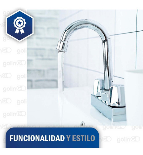 Llave Mezcladora Doble Comando Manerales Lavabo Baño Grifo Acabado Cromado Color Plateado