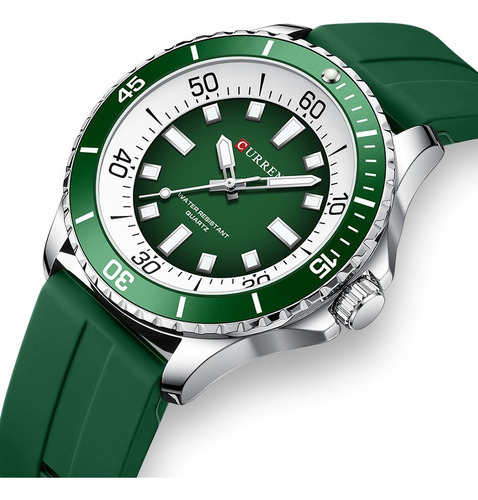 Reloj de cuarzo impermeable y luminoso Curren para hombre, color de fondo verde