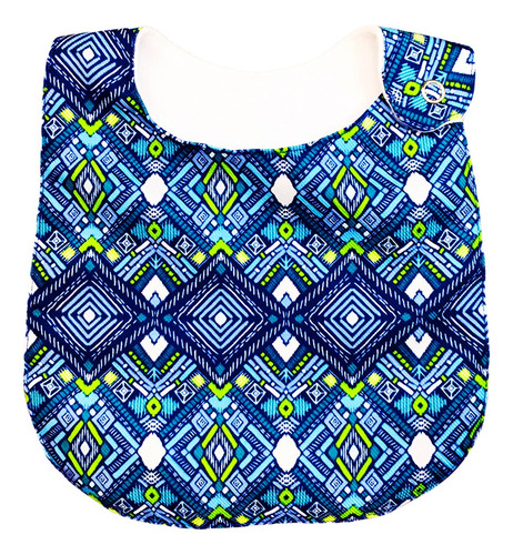 Kit 4 Baberos Para Bebé Tribal Azul De Algodón Impermeable Talla Unitalla