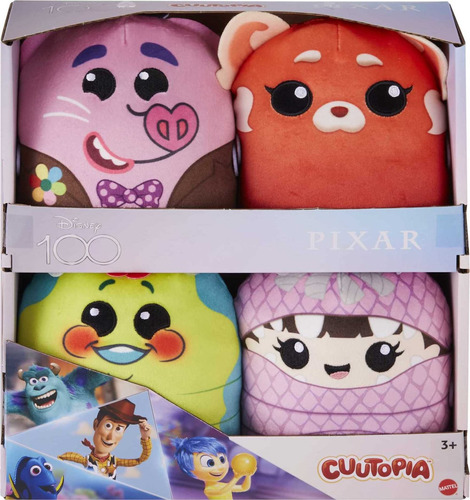 Mattel Disney100 Pixar Pals Cuutopia 4 Juguetes De Felpa, Mu