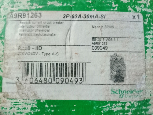 Disyuntor Súper Inmunizado Bipolar 63a 30ma Clase A