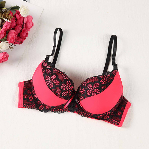 Sujetador Push Up De Encaje A La Moda Para Mujer Con Doble B
