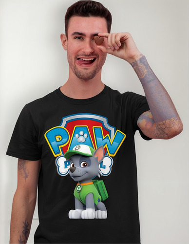 Playera Para Niños/papas Negra Fiesta Paw Patrol Nvo Modelo
