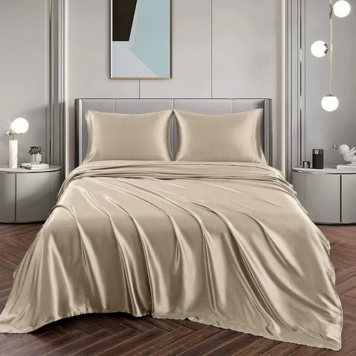 Conjunto De Cama Doble Matrimonial Juego De Seda De 4piezas