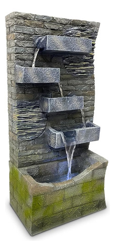 Easygoproducts 4 Tier Rock Water Fountain Con Luz Led Hecha 