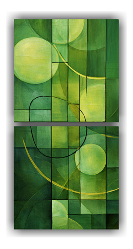 40x20cm Pinturas Abstractas En Lienzo Verde Bastidor Madera