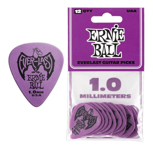 Palheta Everlast 1.0mm Roxa Pct C/12 P9193 - Ernie Ball