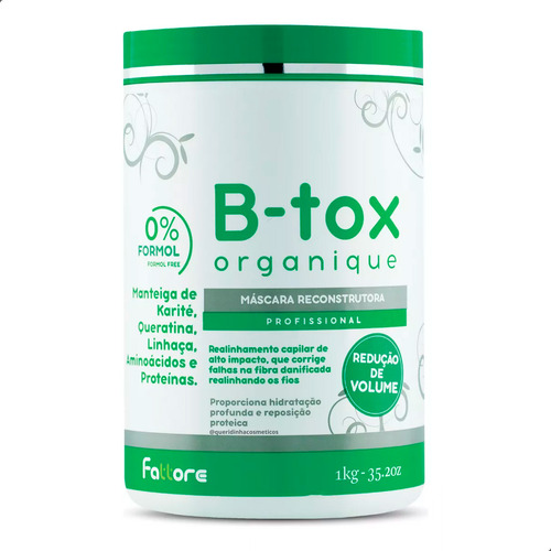 Mascara Fattore Botox Sem Formol 1kg Organique