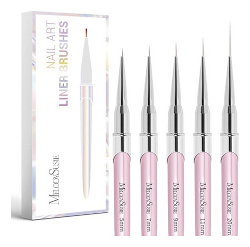 Melodysusie Nail Art Liner Brushes 5 Piezas Profesional Gel 