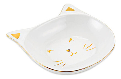 Mini Prato Gato Decorativo Branco/dourado 16cm 08700 Mart Cor Branco