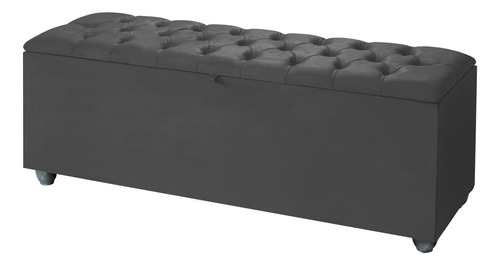 Bau Recamier Sara Organizador 80cm No Tecido Pavia Cinza Design Sofisticado Av Móveis