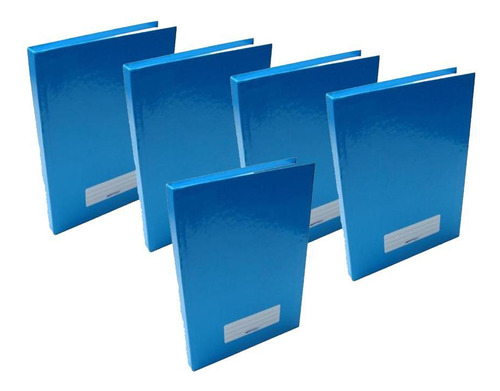 Caderno Brochurão Capa Dura Azul 20x27 96 Folhas Kit 5un