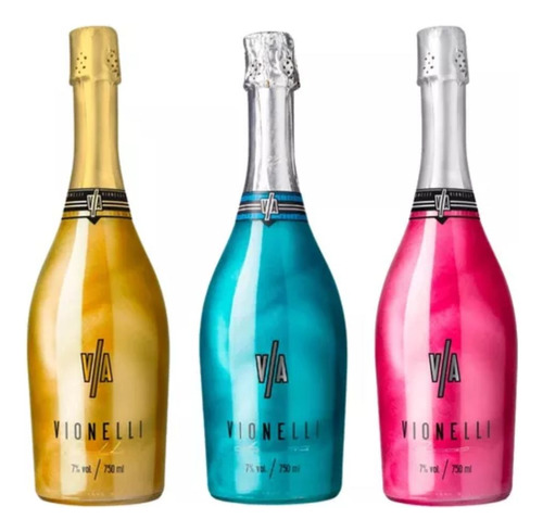 Pack 3 X Espumante Vionelli Gold Azzurro Rose 750ml Brillo