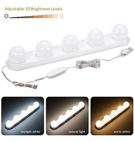 Tomshine Led Vanity Para Espejo 5 Bombillas 3 Modos De Color