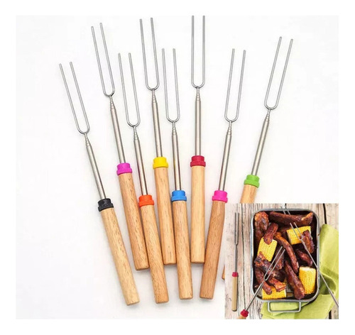 12 Unidades Smores Espetos Varas De Assar Marshmall Extensiv