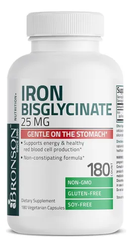 comprar Bisglicinato De Hierro 25 Mg Bronson 180 Cápsulas
