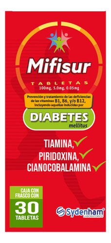 Mifisur Suplemento Vitaminas B B1 B6 B12 Sydenham Bote C/30 Sabor Sin Sabor
