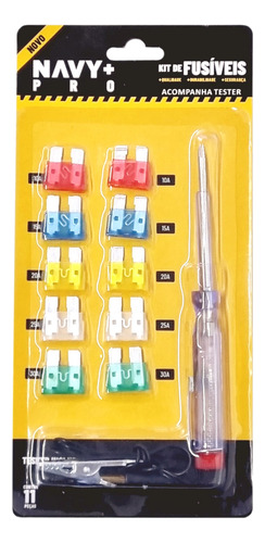 Kit 10 Fusível Automotivo Chave Teste Garra Jacaré Universal