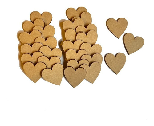 50 Figuras Corazones 5cm X 5cm - Mdf 3mm