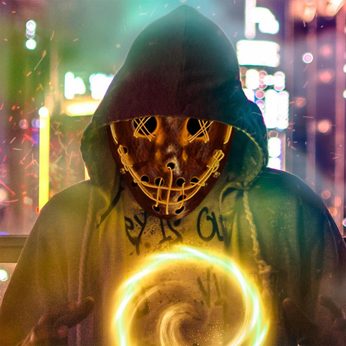Máscara Con Luz Led Disfraz Para Fiestas Halloween Color Naranja