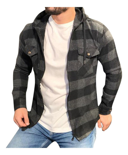 Chaqueta Cómoda Informal For Hombre Con Camisa A Cuadros