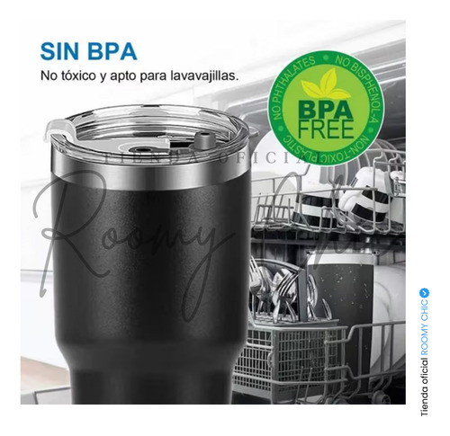 Vaso Térmico De 30oz Acero Inoxidable Con Popote Rojo