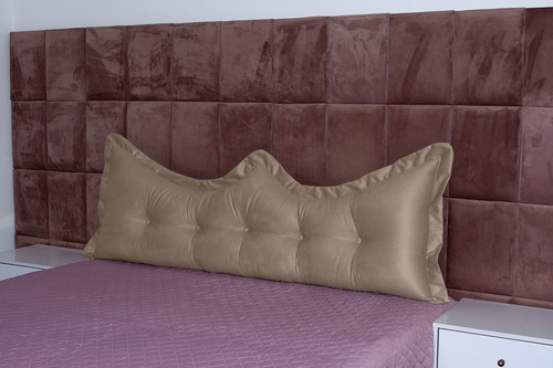 Almofada Encosto Coroa Queen 160 Cm Marrom-claro Lisa