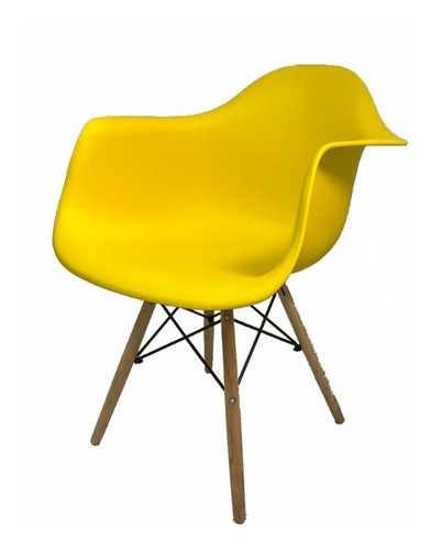 Silla Eames Moderna Con Descansabrazos Color Amarillo