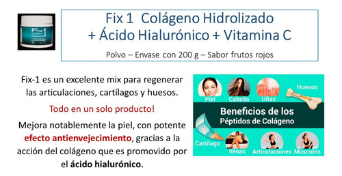 Colágeno Hidrolizado + Magnes+ Ác Hialurónico + Vit C- Fix 1