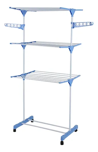 Varal Chão Aço Inox Retrátil 3 Andares S.g Style Azul