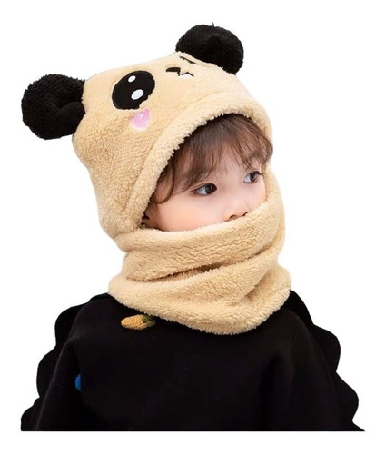 Gorro Con Cuello Para Bebé Niño/a De Panda Invierno Caliente