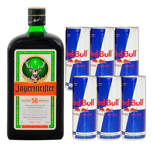 Jagger / Jagermeister 700ml + 6 Red Bull 250ml