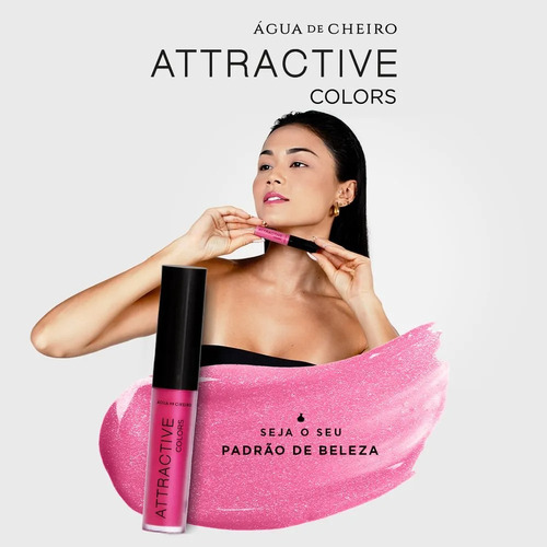 Gloss Labial Attractive Colors Rosa Descolada Não Escorre