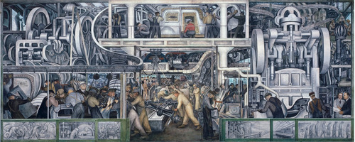 Cuadro Canvas Bastidor Mural Detroit Diego Rivera 42x105 Cm