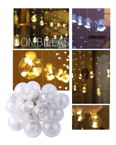 Imagen 1 de 10 de Cascada Bola Cristal 108led 12und Amarilla O Blanca