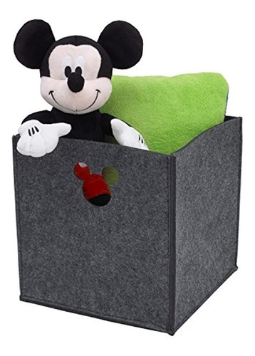 Papelera De Fieltro Troquelada De Disney, Gris, Mickey Mouse