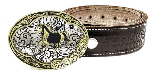 Fivela Cavalinho Country Rodeo Com Cinto Em Couro - Oferta!