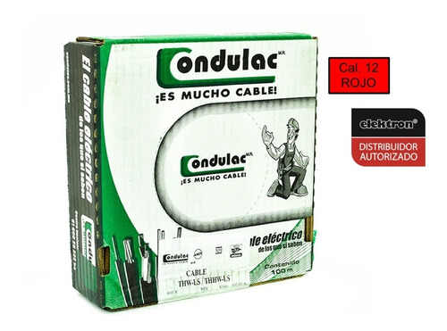 Caja 100 Mts Cable Rojo Thw Cal 12 Awg 100%cobre Condulac