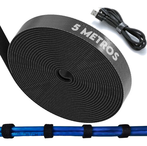 Organizador De Cables Rollo 5m Velcro Nylon Reutilizable