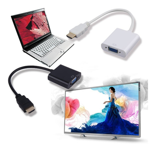 1080p Hdmi Macho Para Vga Cabo Adaptador De Vídeo Fêmea