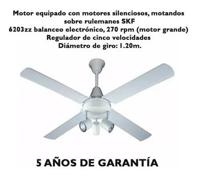Ventilador De Techo Blanco Garantía + Aplique 3 Luces Tg