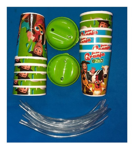 Vaso Pitillo Infantil La Granja Zenón X12 Unidades
