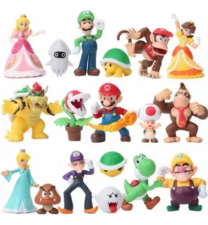 Set 18 Pzs Super Mario Bros, Yoshi Peach Toad Goomba Kong