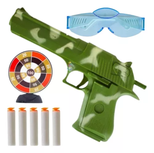 Kit 2 Arminhas Estilo Nerf 13 Dardos Alvo E Óculos Infantil