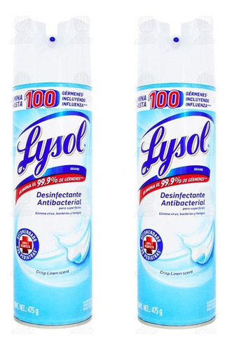 Lysol Desinfectante Antibacterial, Crisp Linen, 475g. Pack 2
