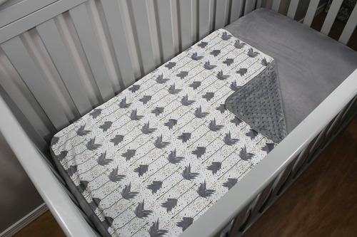 Dear Baby Gear Deluxe Baby Blankets, Custom Minky Print, Gre