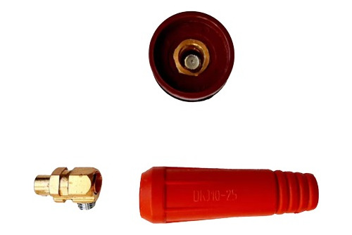 Conector Maquina Soldar Hembra Macho 10-25 Color Rojo 