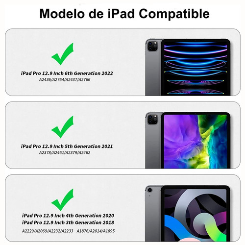 Case Smart Para iPad Pro 12.9 6th Gen 2022 Chip M2 Black
