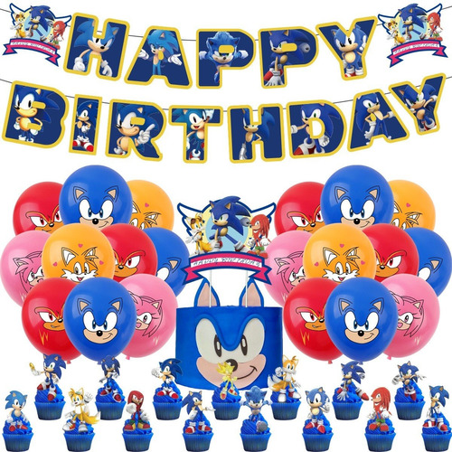 Fiesta Cumpleaños Decoracion Sonic Globos Recuerdo Regalo