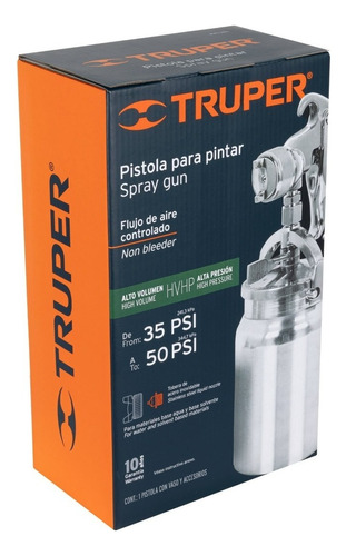 Pistola P/pintar succión Hvlp Vaso Aluminio, 1.4 Mm, Truper